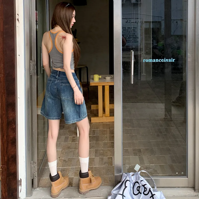 Wen Shan Denim Shorts Women's Vintage Blue-6