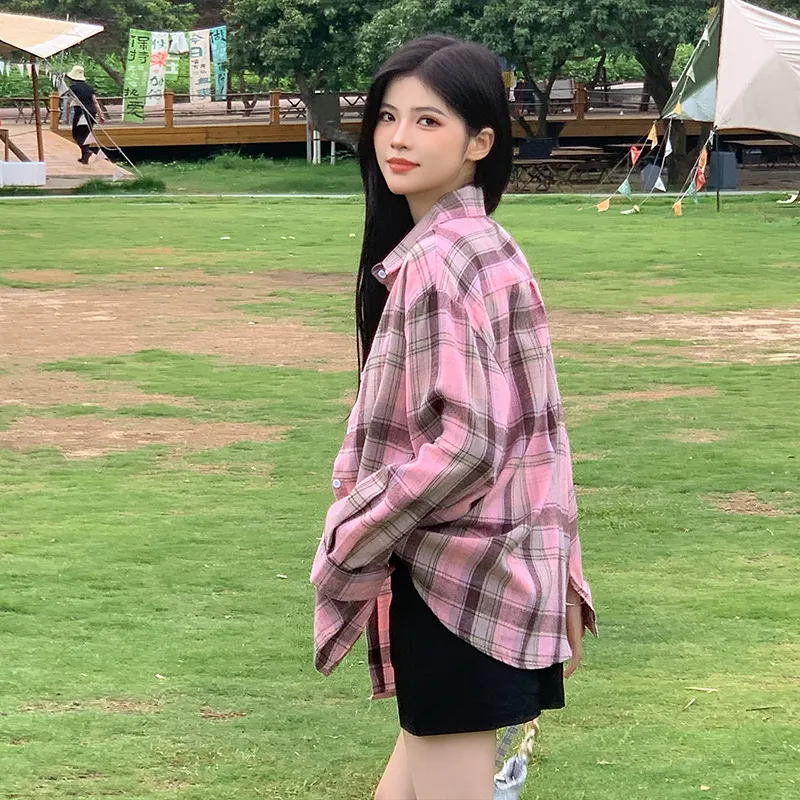 Wen Shan Shirts Women's Pink Plaid-4