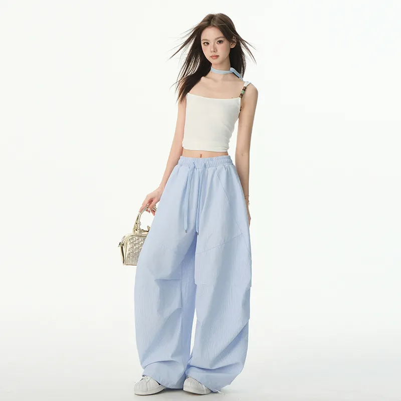 Wen Shan Casual Pants Women's Stripe Blue-5