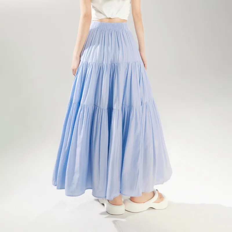 Wen Shan Casual Long Skirt Women's Light Blue-4
