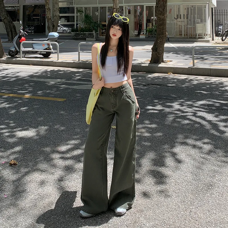 Wen Shan Casual Pants Women's Gray Green-3