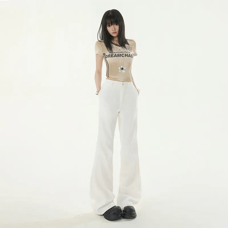 Wen Shan Jeans Women's White Pants-4