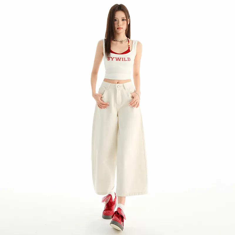 Wen Shan Jeans Women's Apricot-4