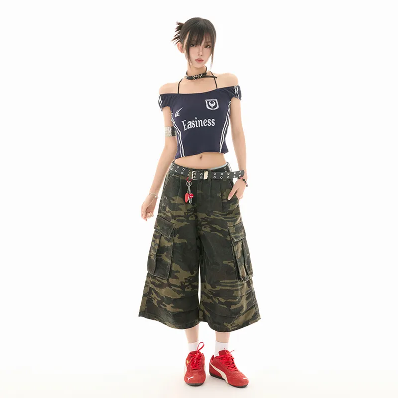 Wen Shan Denim Shorts Women's Camouflage-4