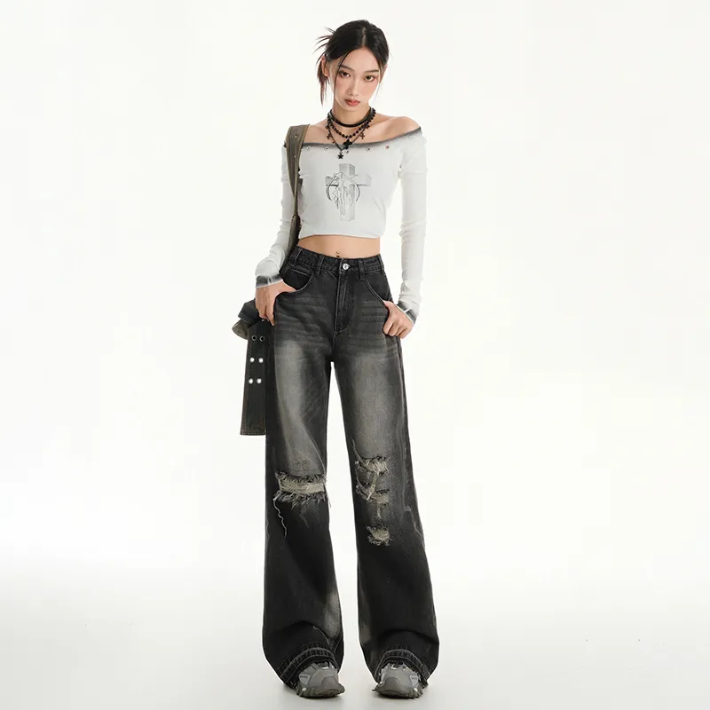 Wen Shan Jeans Unisex Black Gray-1