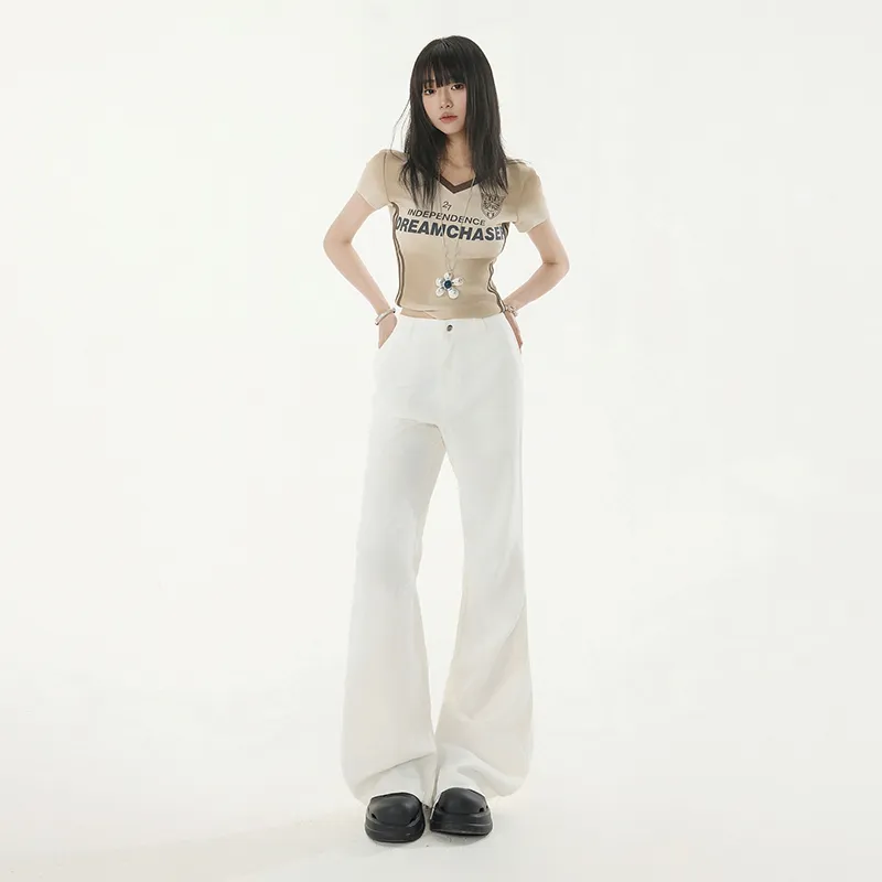 Wen Shan Jeans Women's White Pants-2