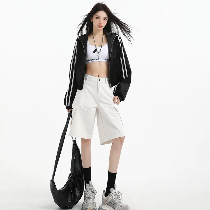 Wen Shan Denim Shorts Women's White-3