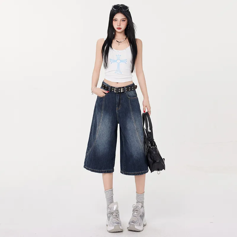 Wen Shan Denim Shorts Women's Vintage Blue-2