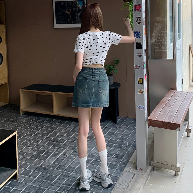 Wen Shan Denim Short Skirts Women's-5