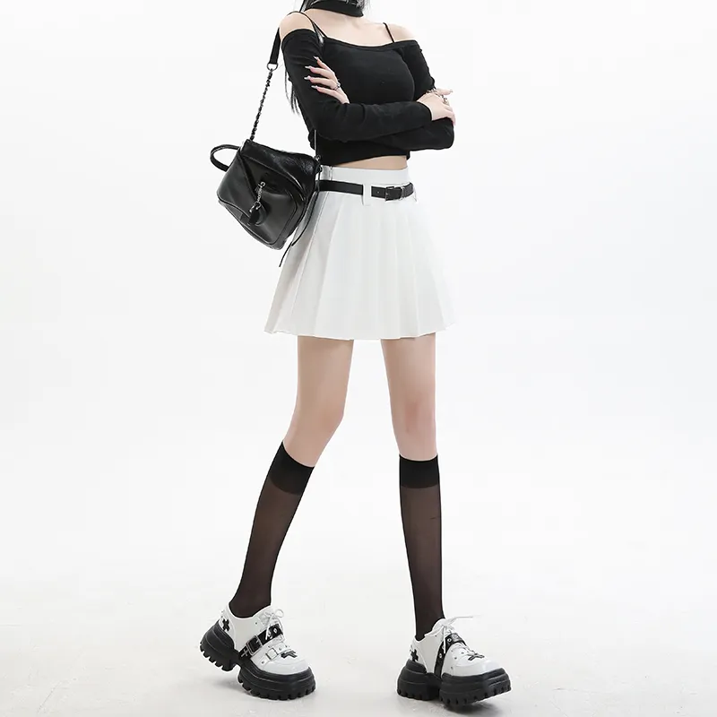Wen Shan Casual Short Skirts Women's White-3