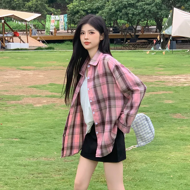 Wen Shan Shirts Women's Pink Plaid-1