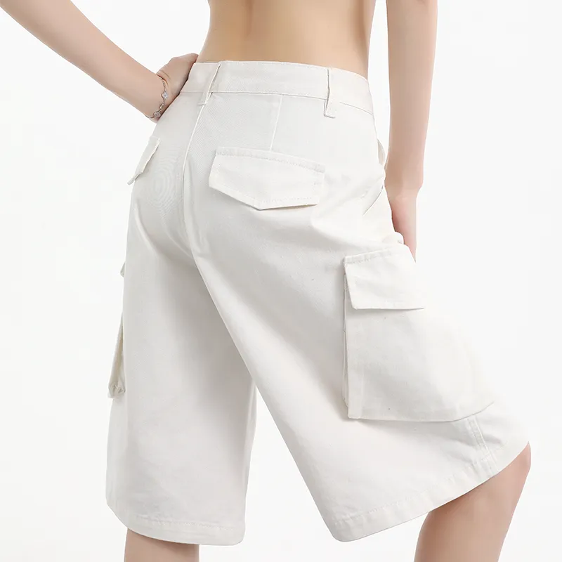 Wen Shan Denim Shorts Women's White-6