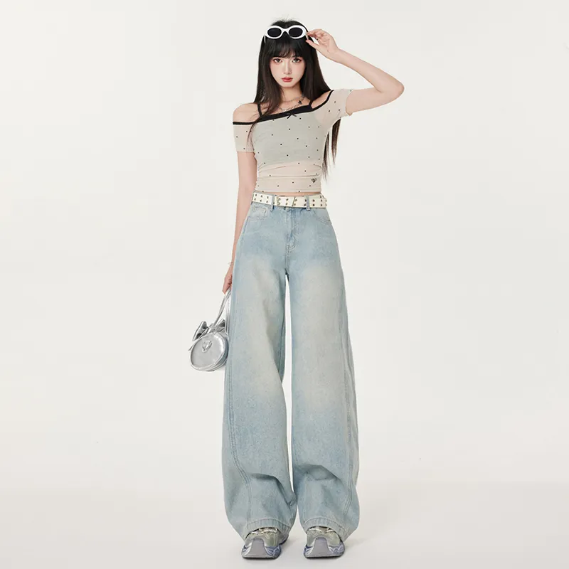 Wen Shan Jeans Women's Washed Blue-2