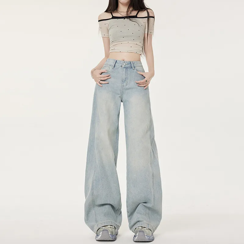 Wen Shan Jeans Women's Washed Blue-8