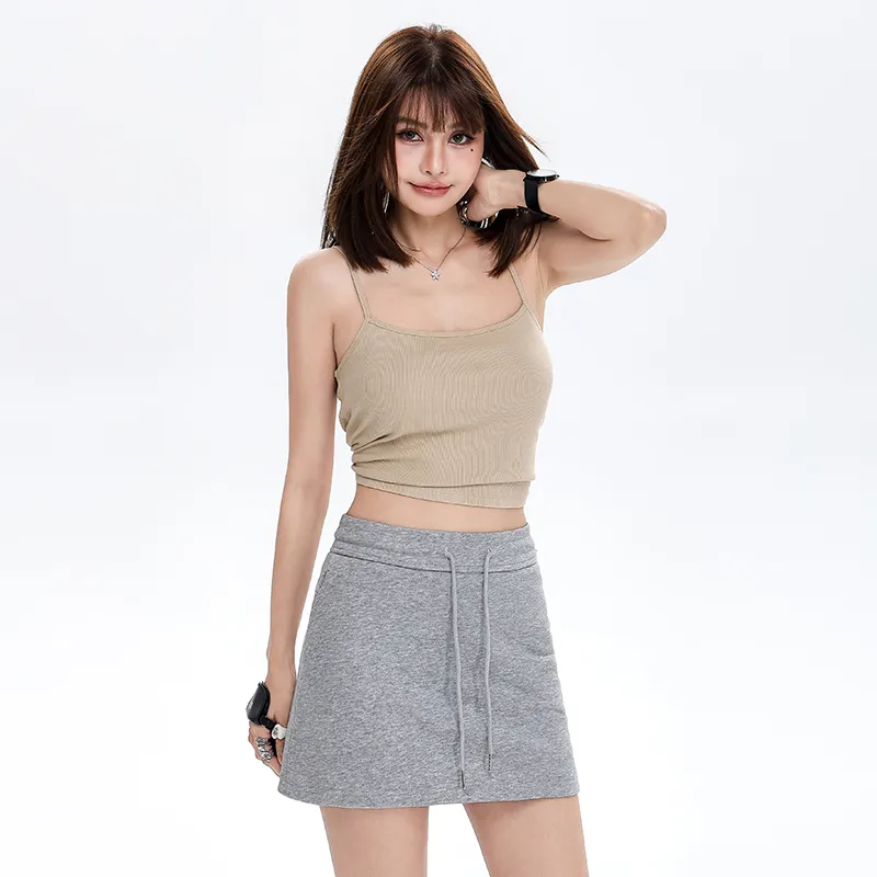 Wen Shan Casual Short Skirts Women's Gray-2