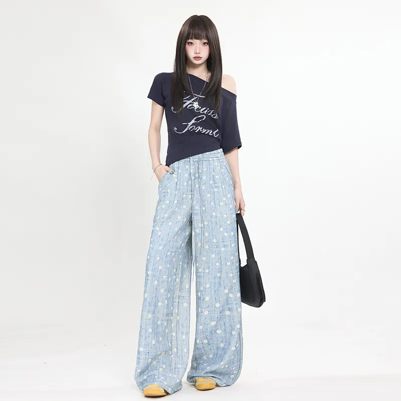 Wen Shan Casual Pants Women's Blue-10