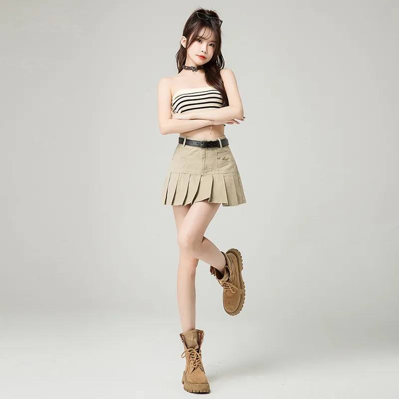 Wen Shan Casual Short Skirts Women's Apricot-2