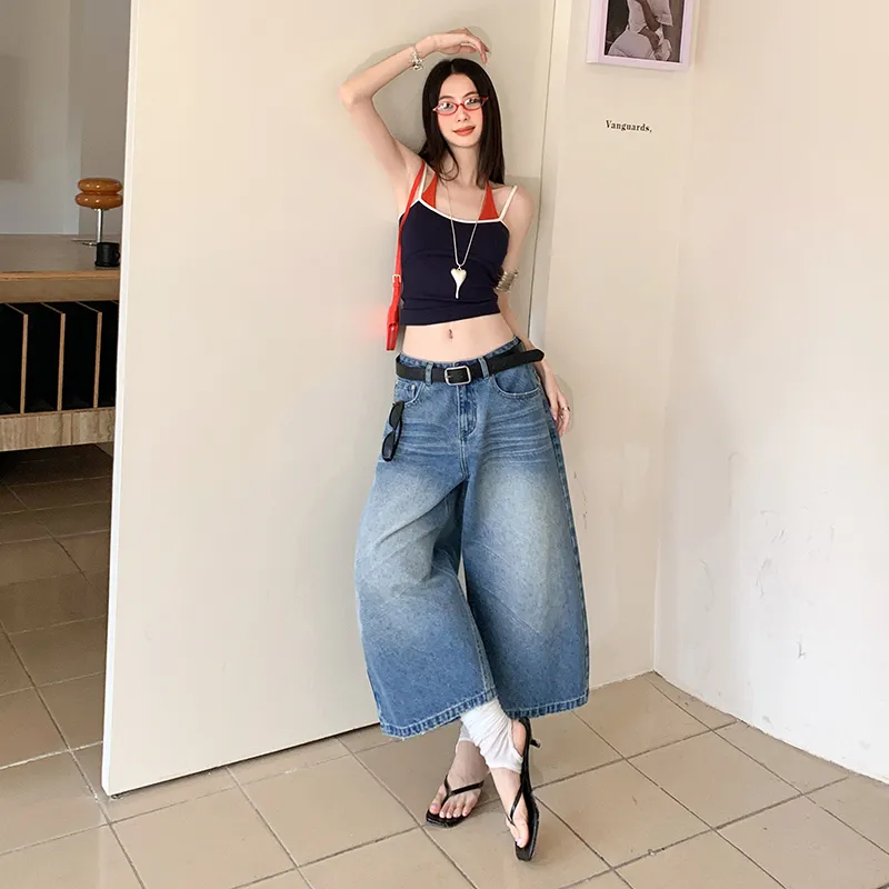 Wen Shan Denim Shorts Women's Vintage Blue-3