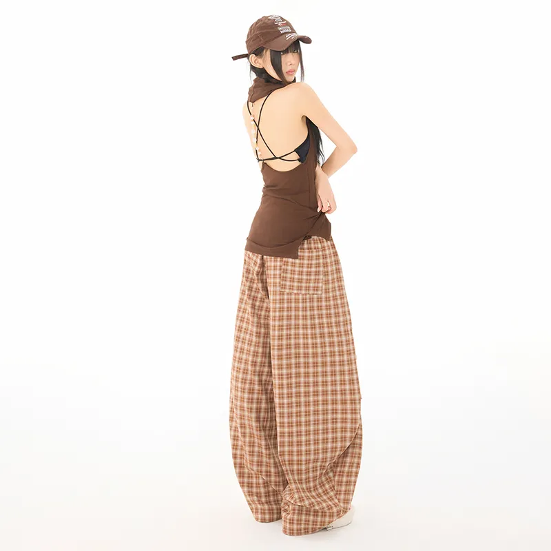 Wen Shan Casual Pants Women's Brown Stripes-5