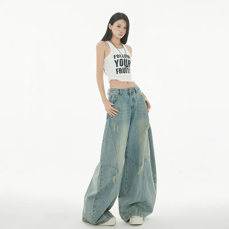 Wen Shan Jeans Women's Washed Blue-3
