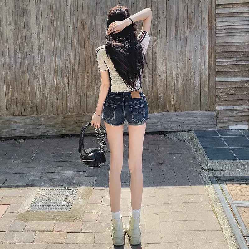 Wen Shan Denim Shorts Women's Vintage Blue-5