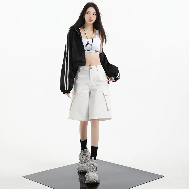 Wen Shan Denim Shorts Women's White-4