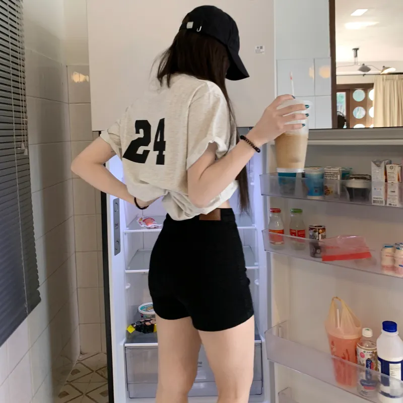 Wen Shan Denim Shorts Women's Black High Elasticity Version-5