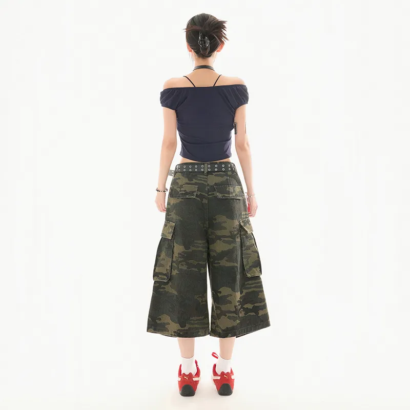 Wen Shan Denim Shorts Women's Camouflage-5
