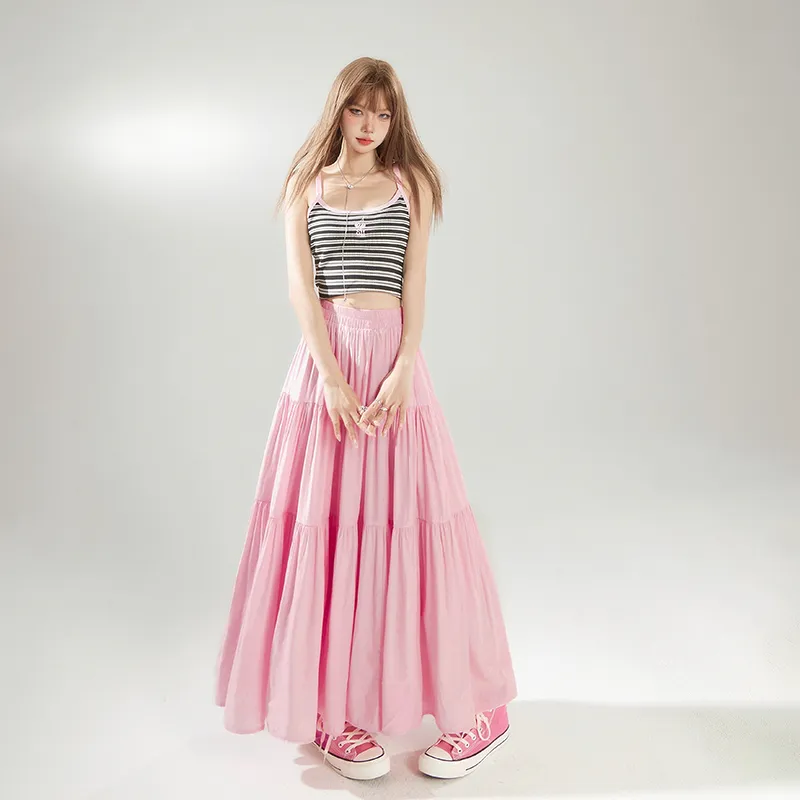 Wen Shan Casual Long Skirt Women's Pink-2