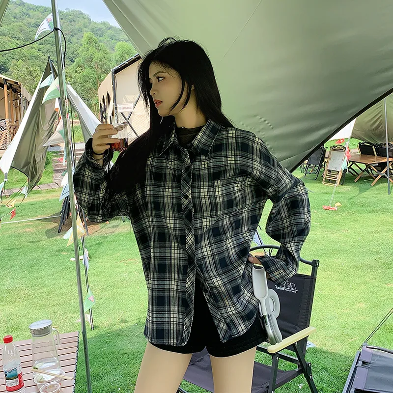 Wen Shan Shirts Women's Blue Plaid-4