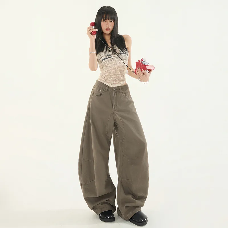 Wen Shan Jeans Women's Coffee Pants-4