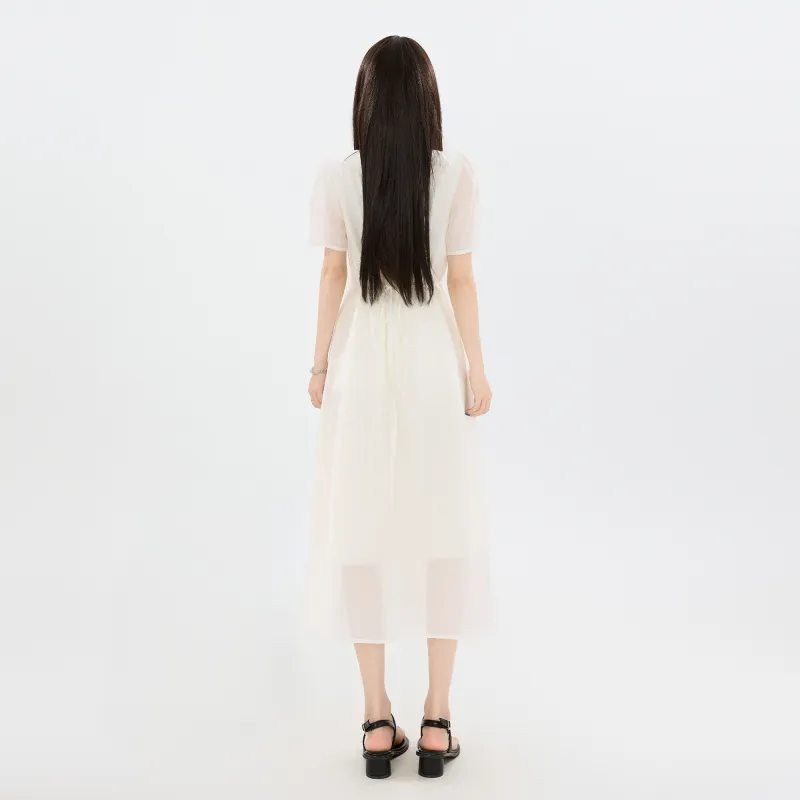 Wen Shan Short Sleeved Dress Women's White-5