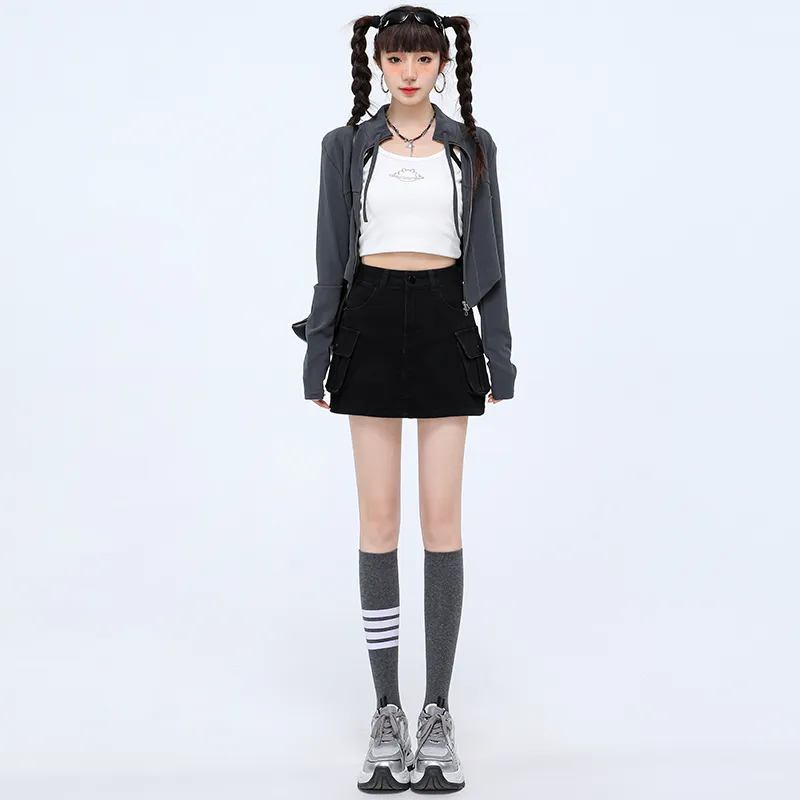Wen Shan Casual Short Skirts Women's Black-2