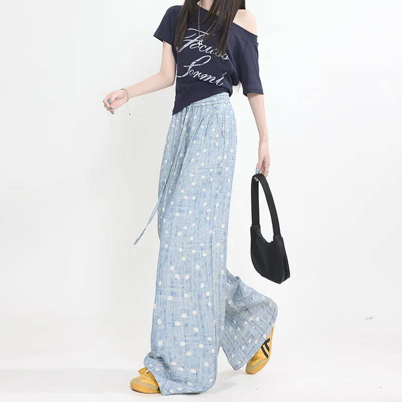 Wen Shan Casual Pants Women's Blue-4