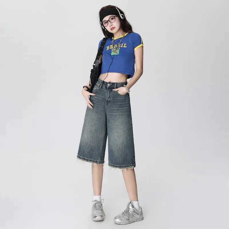 Wen Shan Denim Shorts Women's Vintage Blue-2