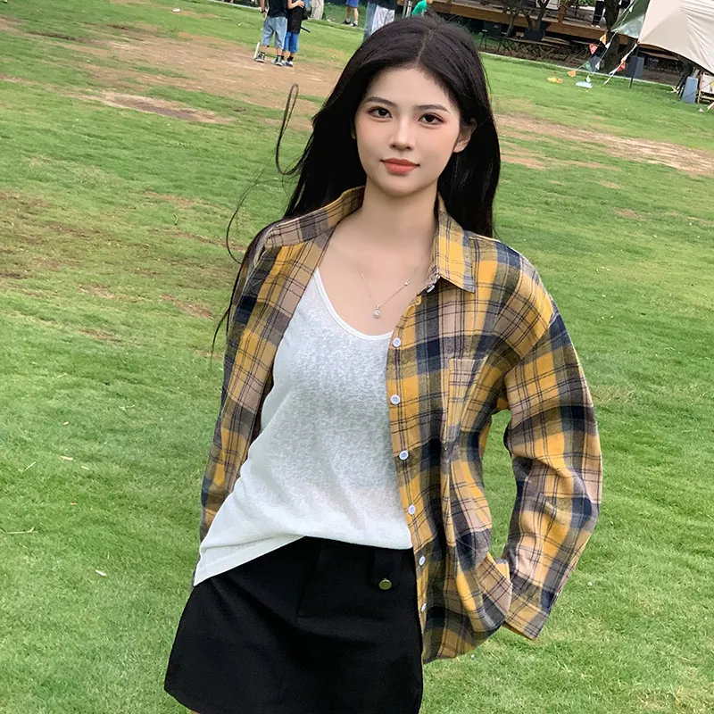 Wen Shan Shirts Women's Yellow Plaid-3