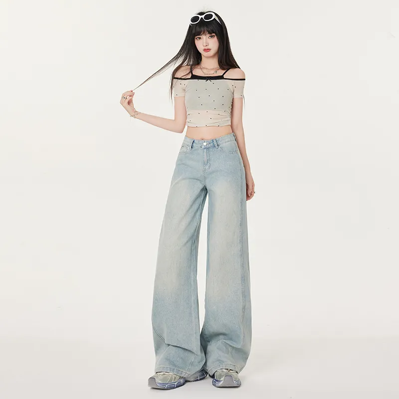 Wen Shan Jeans Women's Washed Blue-4