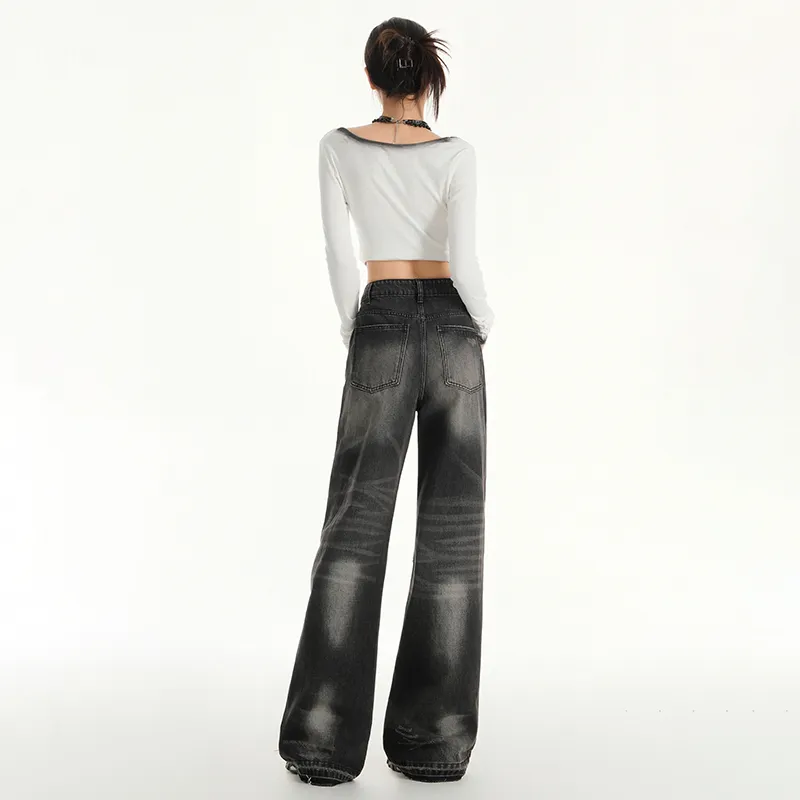 Wen Shan Jeans Unisex Black Gray-3