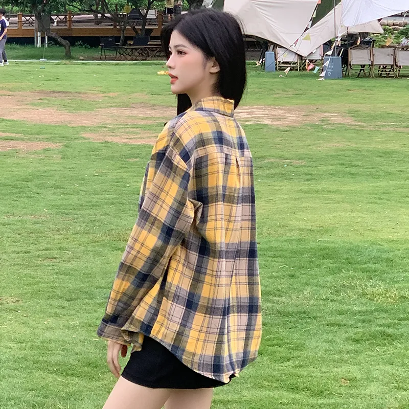 Wen Shan Shirts Women's Yellow Plaid-5