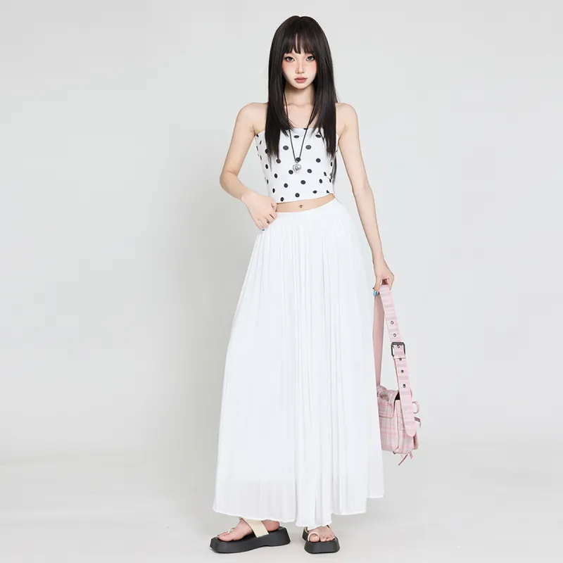 Wen Shan Casual Long Skirt Women's White-2