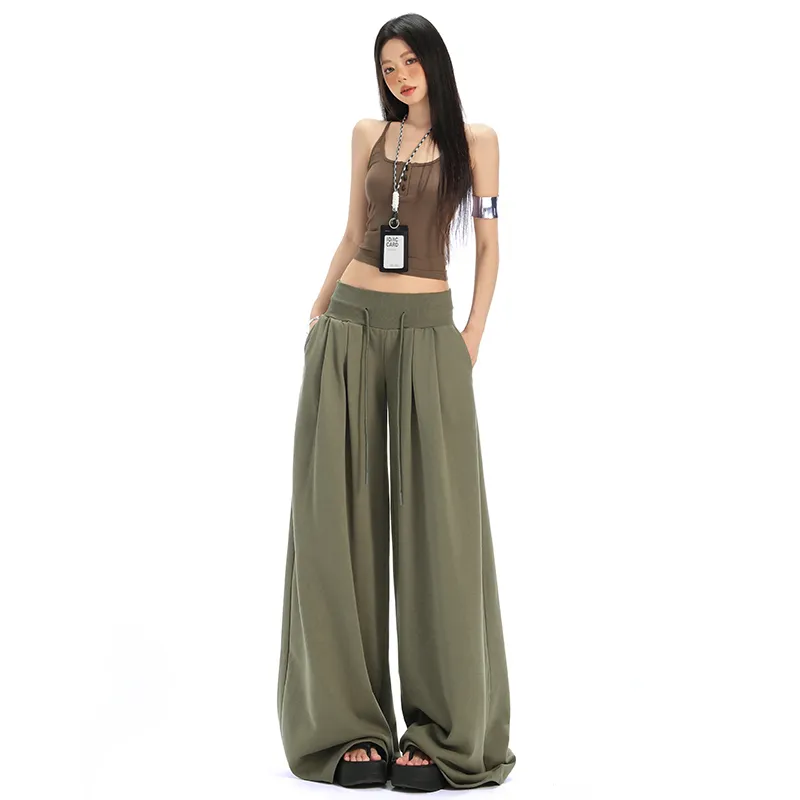 Wen Shan Casual Pants Women's Gray Green-5