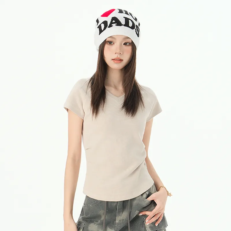 Wen Shan Raglan Sleeve T Shirt Women's Apricot-4