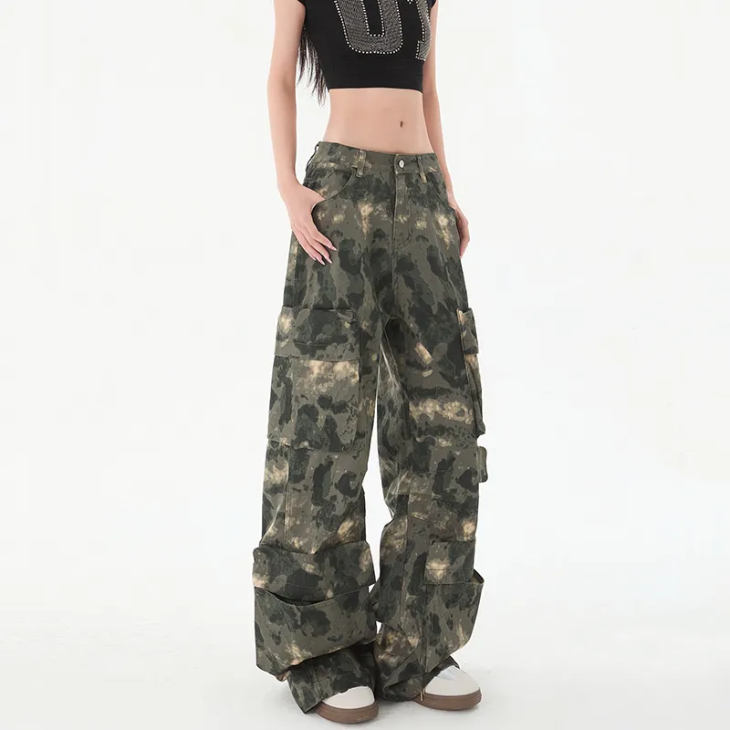 Wen Shan Jeans Women's Green Camouflage-9