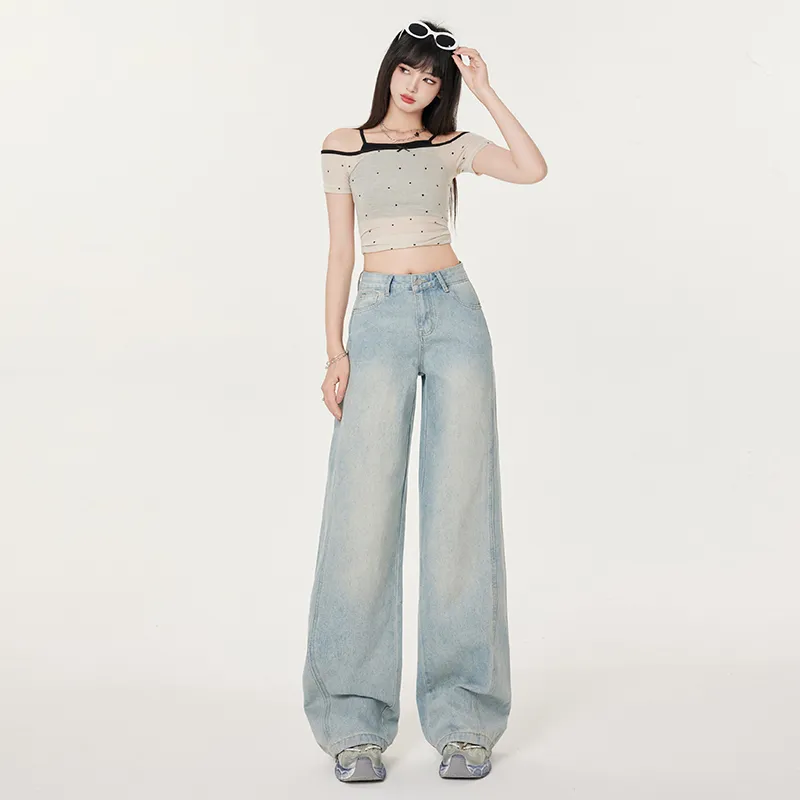 Wen Shan Jeans Women's Washed Blue-9