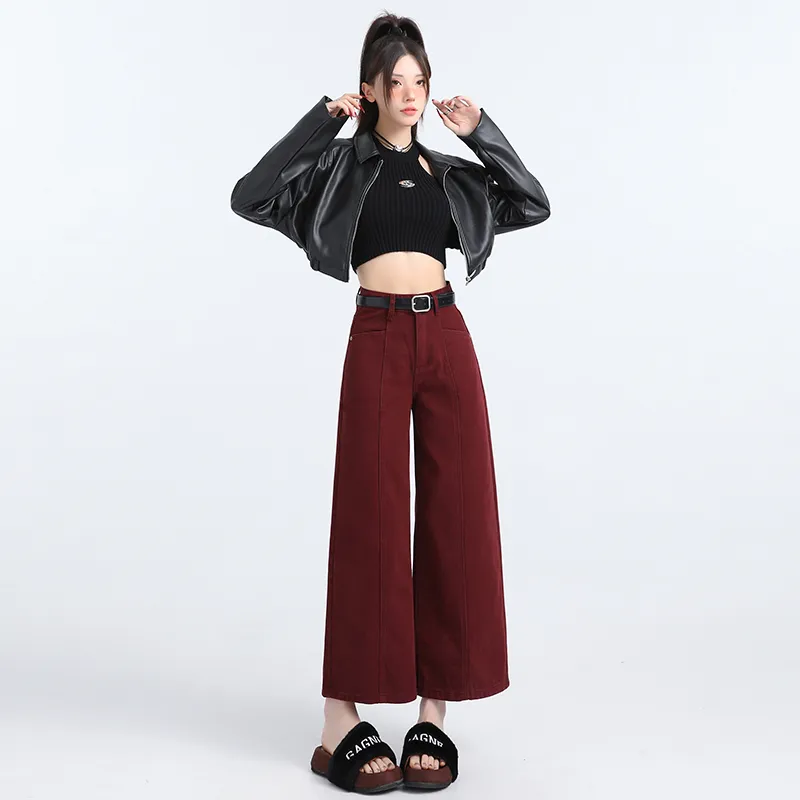 Wen Shan Jeans Women's Red Pants-3