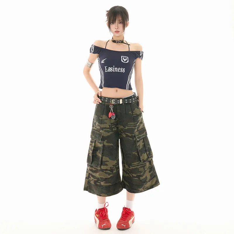 Wen Shan Denim Shorts Women's Camouflage-2