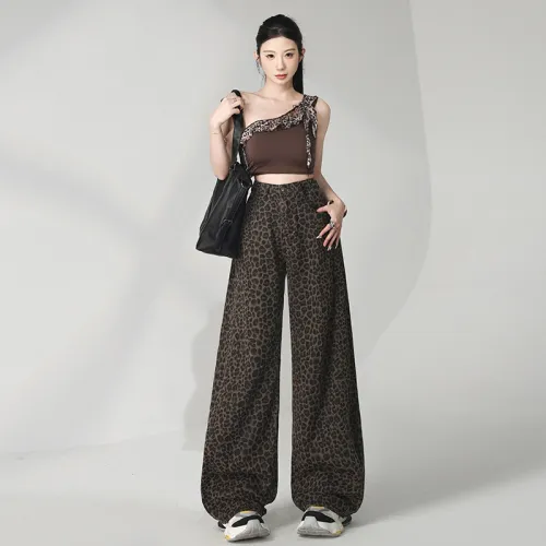 Wen Shan Jeans Women's Leopard Print