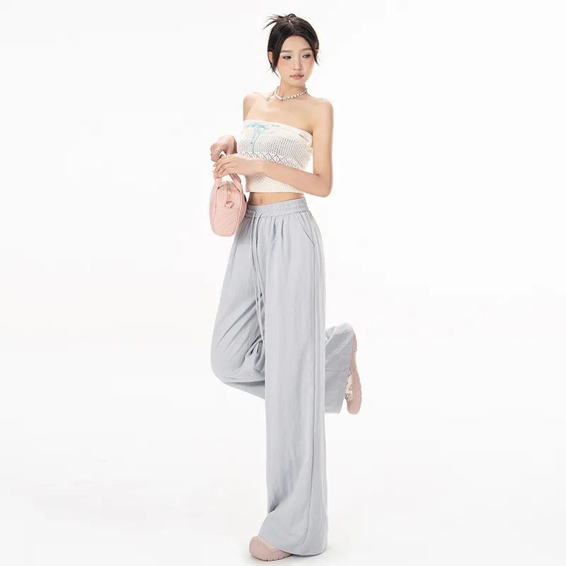 Wen Shan Casual Pants Women's Gray Blue-3