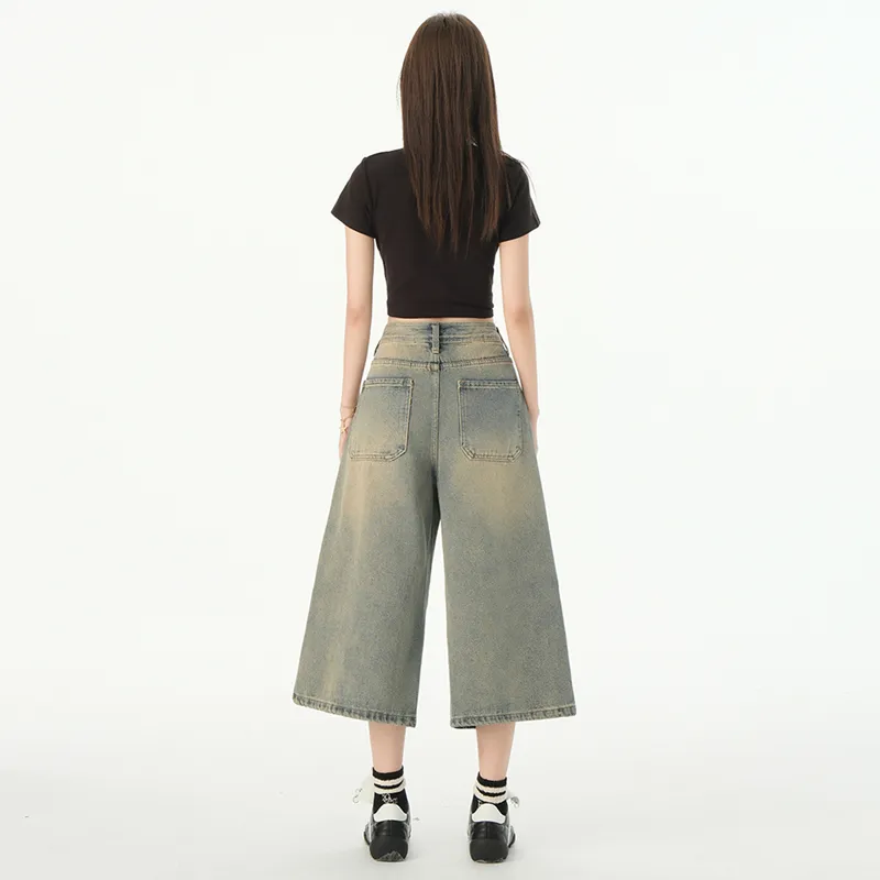 Wen Shan Denim Shorts Women's Nostalgic Blue-4