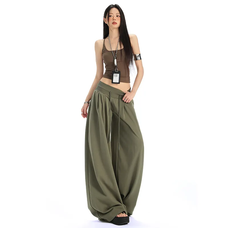 Wen Shan Casual Pants Women's Gray Green-4